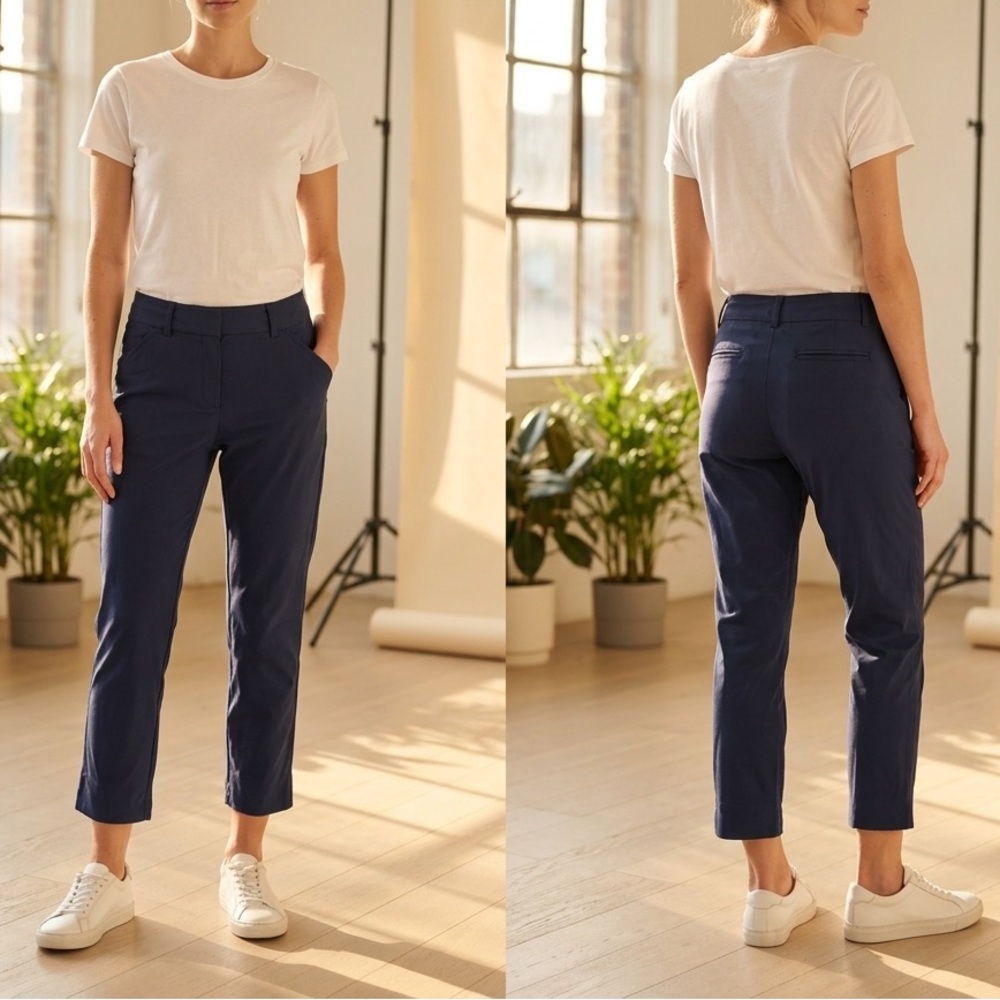 Set of 2 Pull On Ankle Pants in Black and Navy